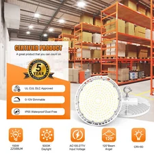 150W UFO LED High Bay Shop Light IP65 Warehouse Barn Workshop 5000K 100-277V UL