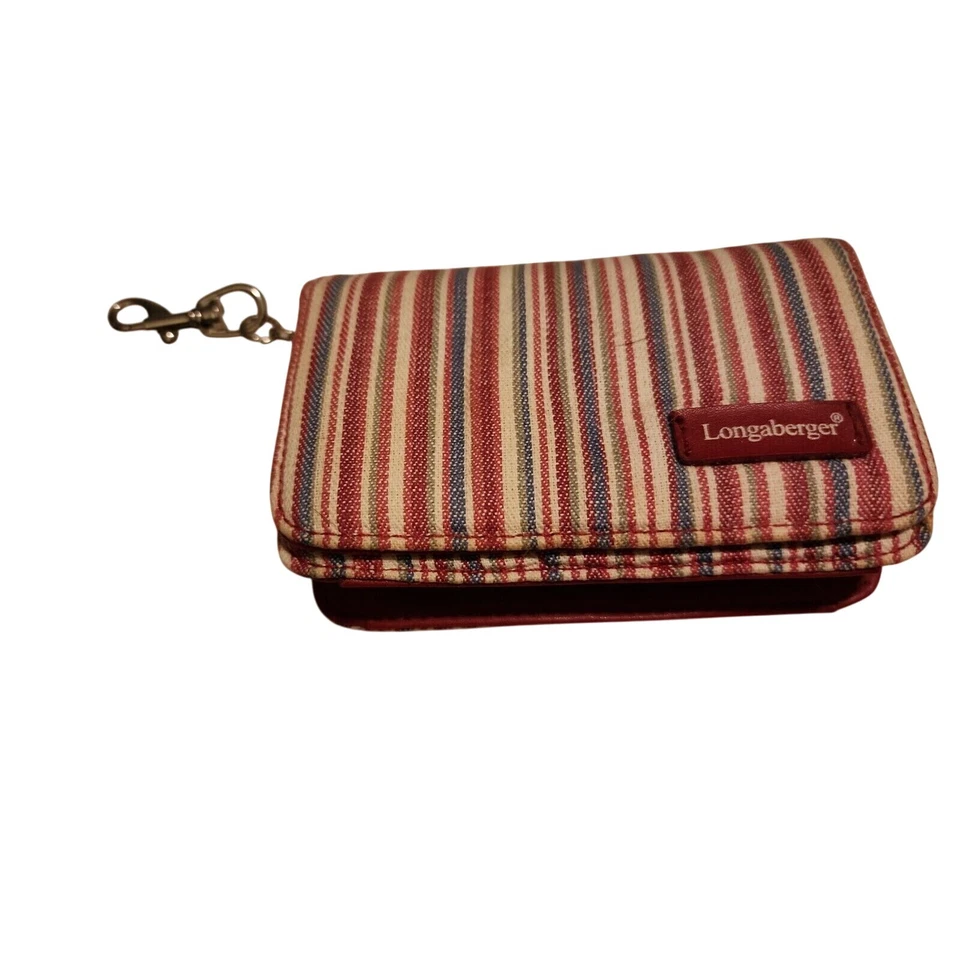 Cartera Longaberger de lona a rayas monedero clip para llaves pequeña Foto 2 de 4