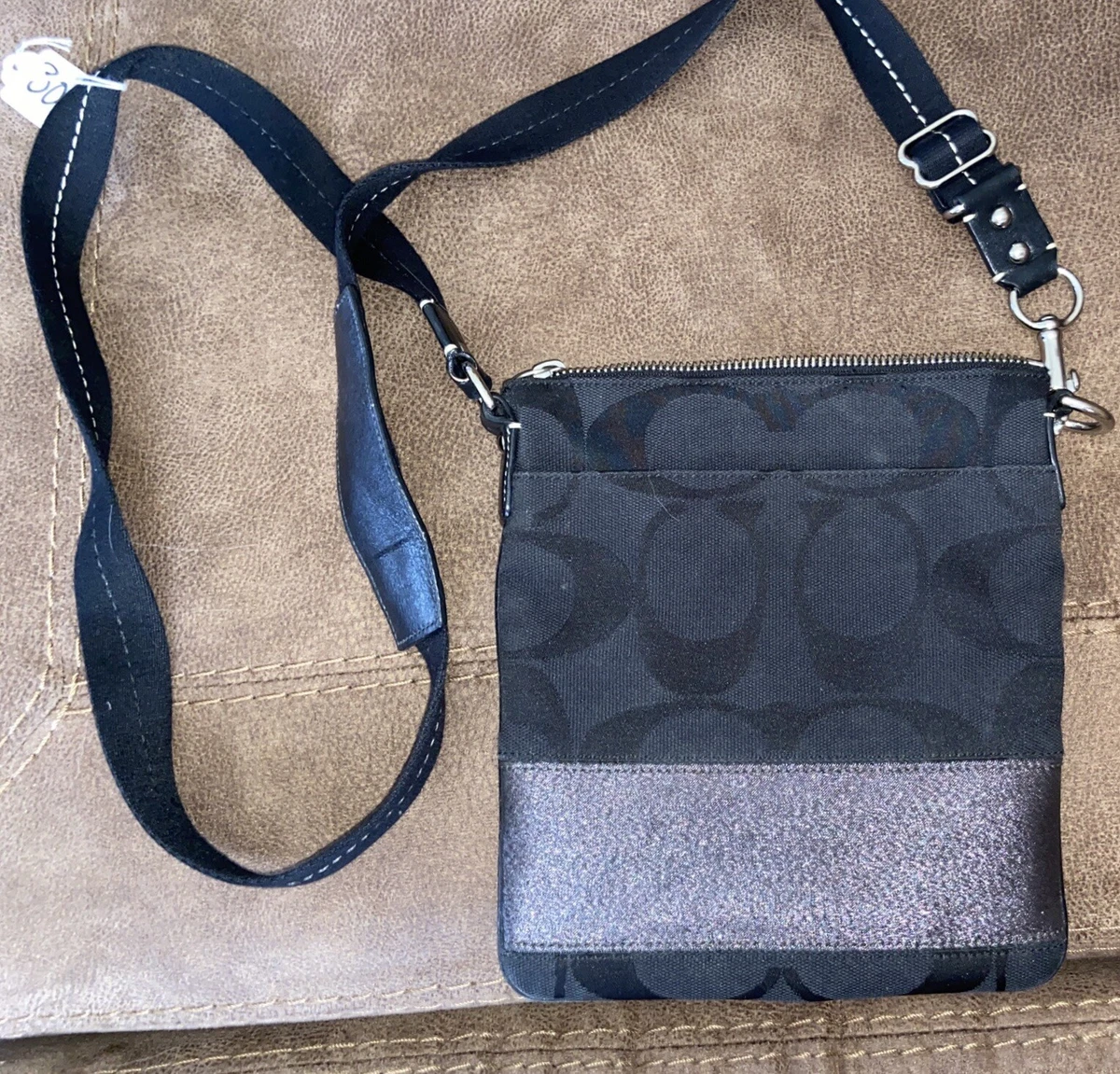 Coach Black Signature Cross Body Swing Bag F0749 40758