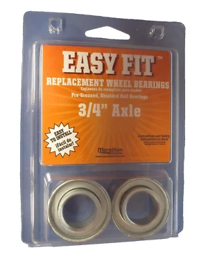MARATHON INDUSTRIES Easy Fit Replacement Wheel Bearings Fits 3/4" Axle Package of 2 #60010 NEW