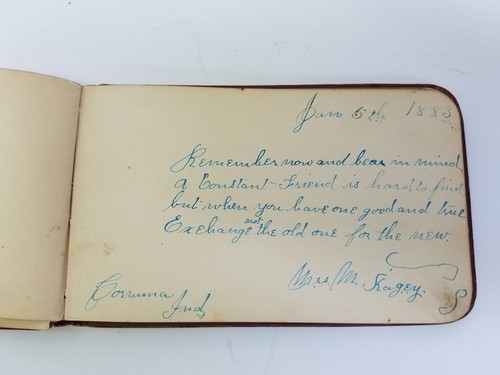 1883 Sammlerpapier viktorianisches Autogramm Journal Buch an: Sarah Blumeneinband - Bild 11 von 12