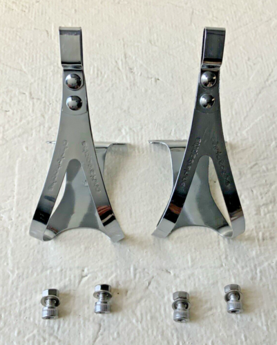 CYCLEPRO TOE CLIPS (2) STEEL MEDIUM 56 GRAMS 60 MM PLATFORM WITH HARDWARE NEW - Picture 1 of 3