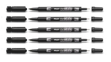 5 x PILOT Permanent-Marker Twin Marker schwarz 2 Spitzen 0,3+0,5 mm 4045701