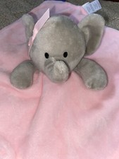 Modern Baby Gray Elephant Lovey Security Blanket Teether and Rattle EUC