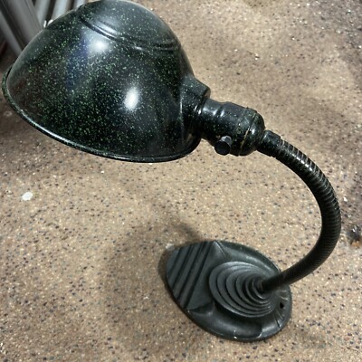 Vintage EAGLE Industrial Gooseneck Desk Lamp Cast Iron Metal Base  Art Deco