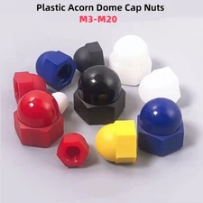 Nylon/Plastic Acorn Dome Cap Nut White/Black/Yellow/Blue/Red M3M4M5M6M8M10-M20