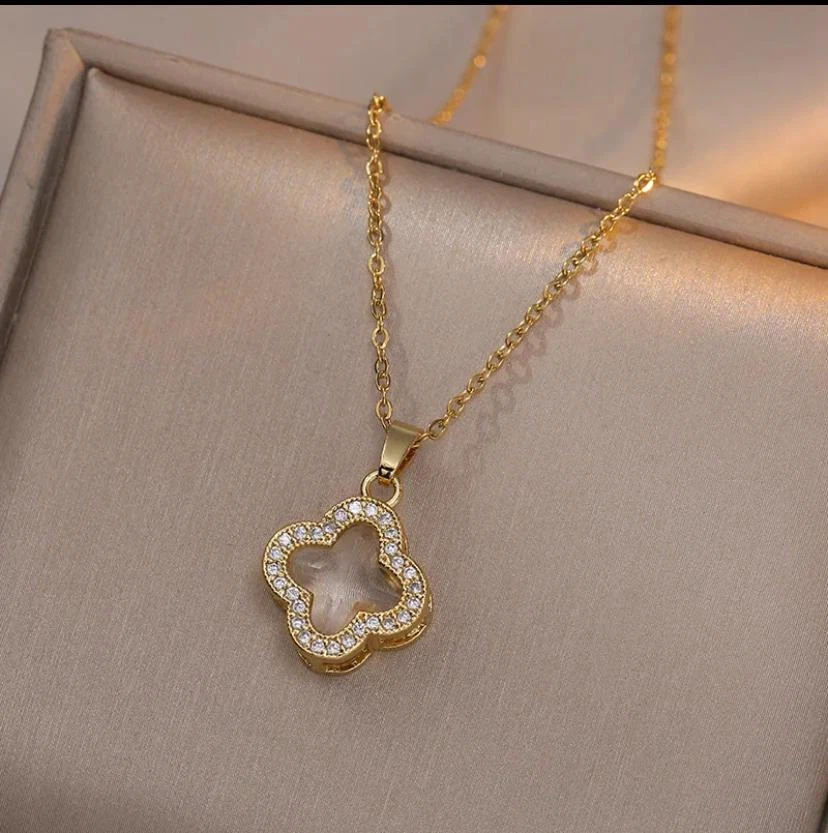 Collar de regalo de cumpleaños de diamantes de imitación de cristal joyería de moda bisutería de acero inoxidable Foto 3 de 4