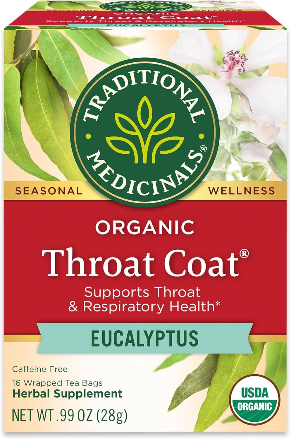 Traditional Medicinals Herbal Tea Throat Coat Eucalyptus 16 Bag 2590₽