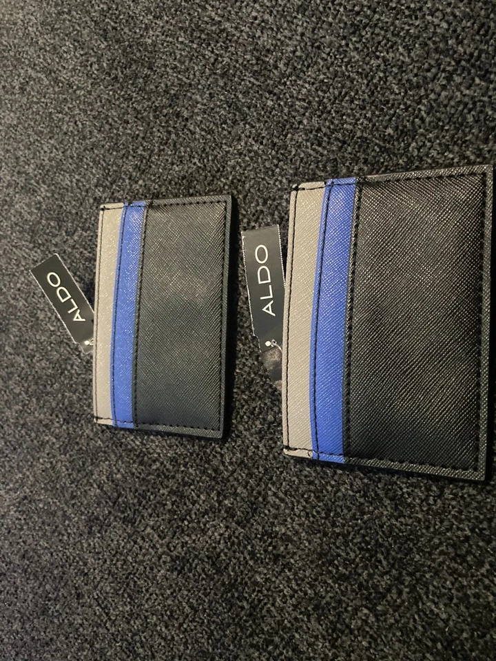 Lote de dos nuevas billeteras con clip Aldo para hombre monedero delgado titular de tarjeta de crédito azul negro Foto 2 de 4