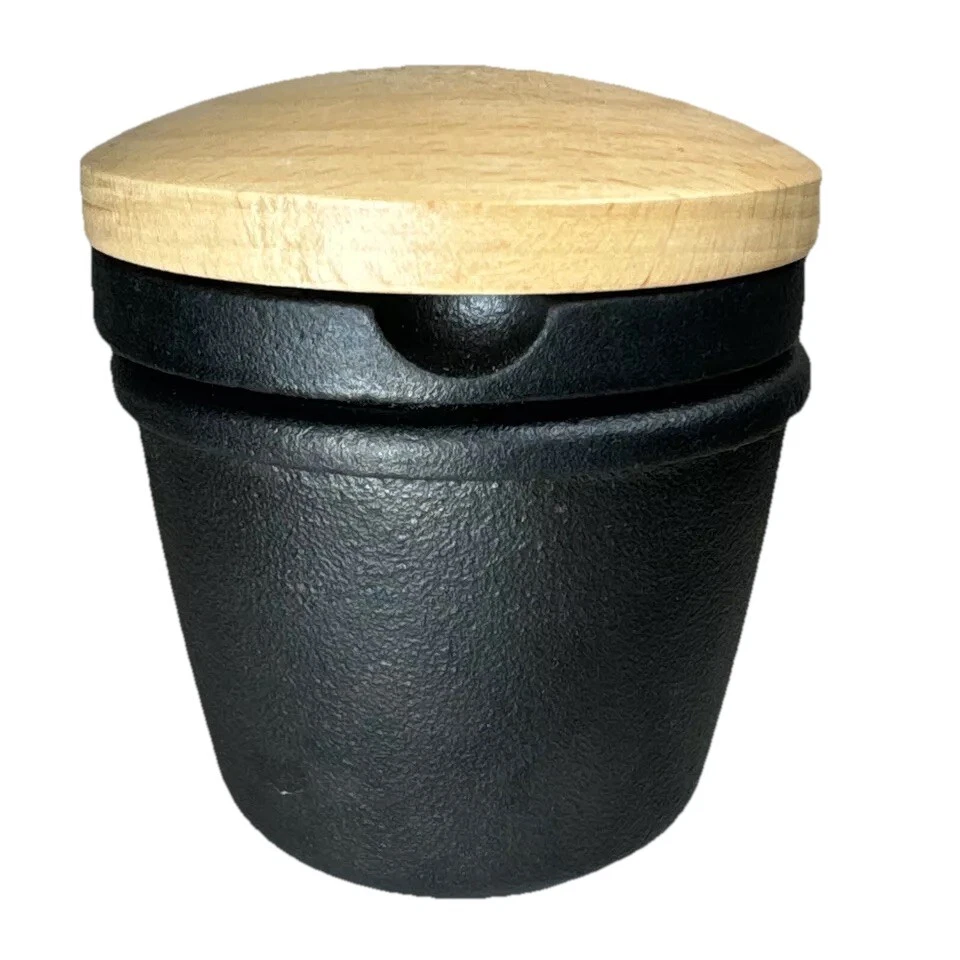 Cast Iron Spice / Herb Grinder Set with Beech Wood Lid 3" Ashtray Ash Tray Top