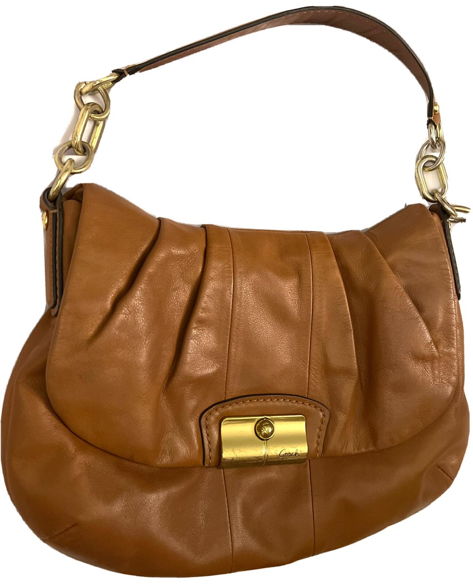 値下げ⭕️coach leather one shoulder bag brown COACH HOBO SHOULDER HANDBAG BROWN LEATHER GOLDEN CHAIN NO