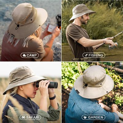 Safari Sun Hat UPF 50+ Adjustable Drawstring Fishing Gardening Hiking Outdoor Amazon.com : GearTOP Safari Hat for Men Sun Hats for Women  main image 3