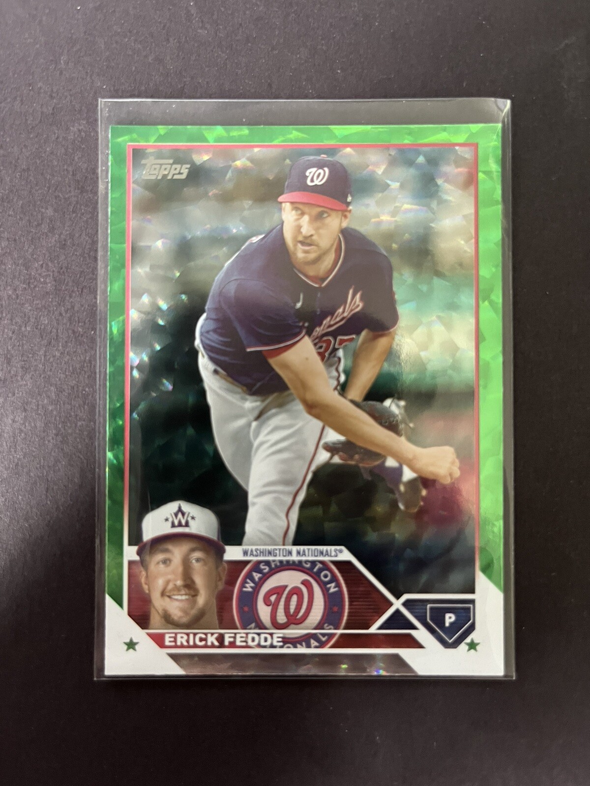 2023 Topps Erick Fedde Green Foil /499 #258 Washington Nationals