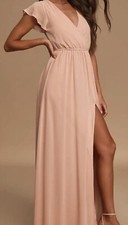Lulus Lost in the Moment Blush Chiffon Maxi Dress Size XS Elastic Waist NWOT