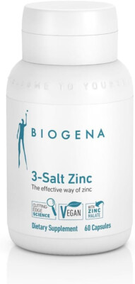 Biogena 3-Salt Zinc -  60 Vegetarian Capsules - Newest Expiration!