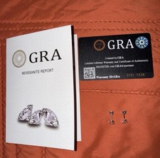 GRA Round White Moissanite 925 Sterling Silve...