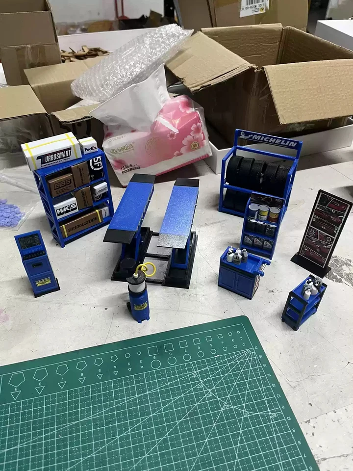 9PCS 1/18 Garage Repair Tool Model Set Workshop Scene Diorama Model Accessories - Image 2 of 4