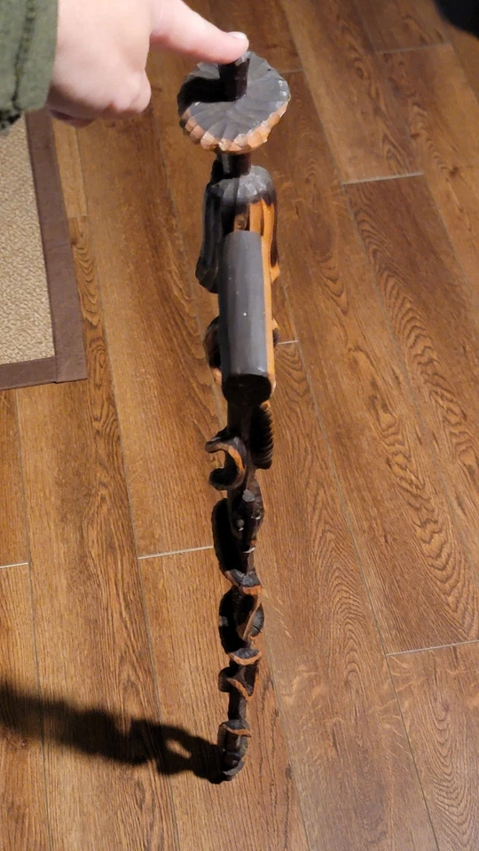 Bastón de madera nativo americano vintage arte popular tallado a mano 37,5" Foto 2 de 4