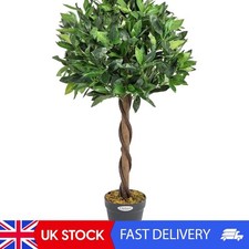 Artificial Bay Tree in Pot - 3ft 4ft Tall Outdoor Indoor Topiary with Twisted...