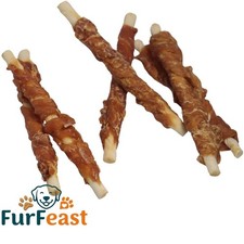 CHICKEN Wrapped Jerky Beef Twists Snacks Chews Rawhide Dog Treats LOW FAT- 500g