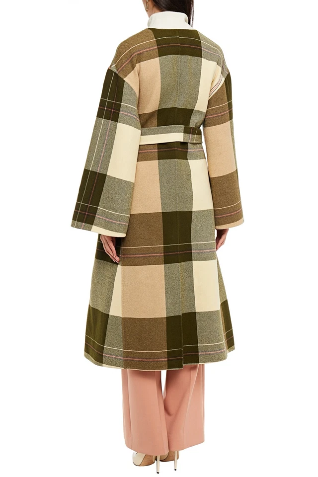 RRP€3580 ETRO Wool Flannel Coat IT44 US8 UK12 L Checked Tie Belt Made in Italy - Image 3 of 4