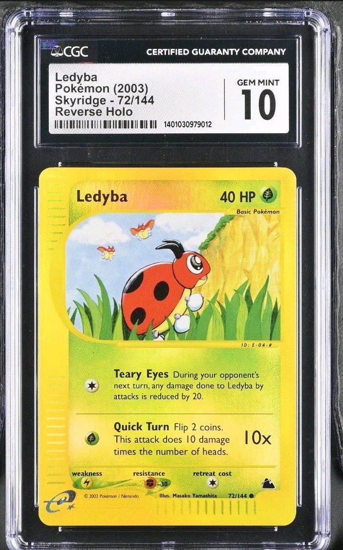 Ledyba 72/144 Reverse Holo Skyridge 2003 Pokemon Card CGC 10 GEM MINT (CS3)