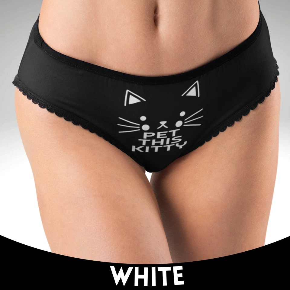 Women’s Hipster Panties – “Pet This Kitty” Funny Cat Design Lingerie (18+) - Image 2 of 4