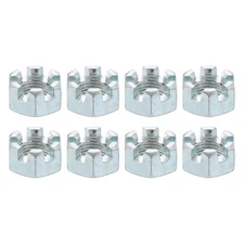8Pcs 1/2"-20UNF Hexagon Slotted Nut Grade 6.8 Zinc Plated Hex Castle Nuts
