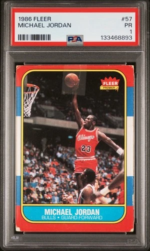 1986 FLEER #57 MICHAEL JORDAN ROOKIE RC PSA 1