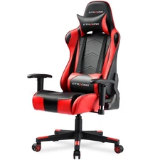 Gaming Chair with Reclining Backrest, Adjustable Height and Swivel Base, Ergo...