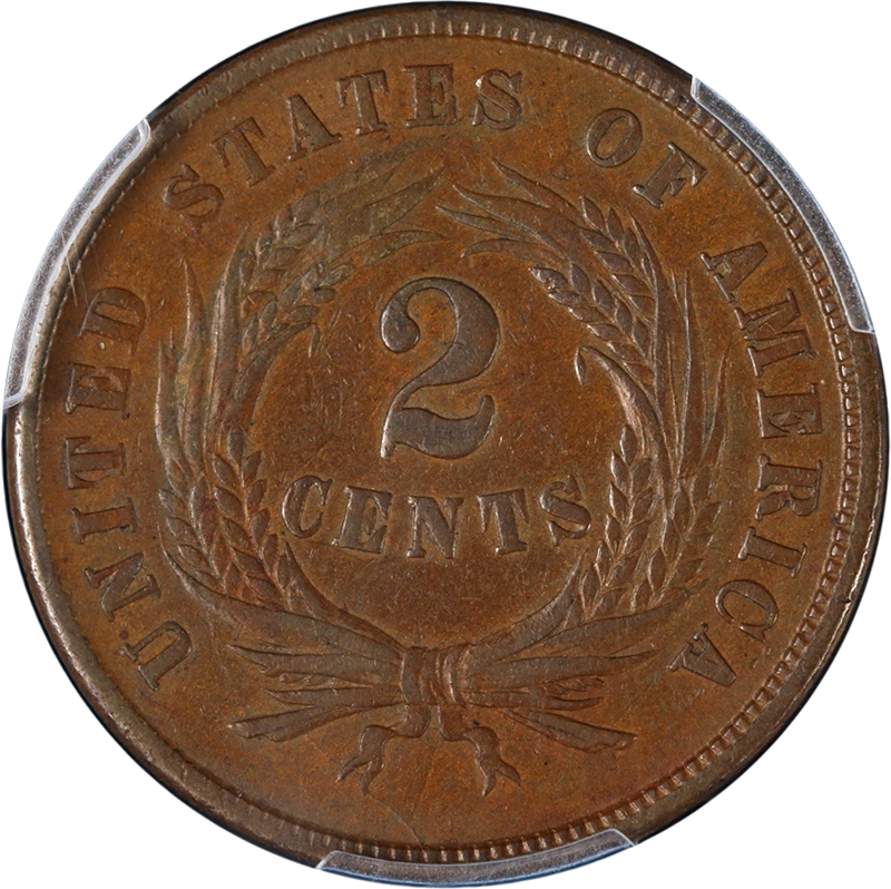 1864 Two (2) Cent Piece Small Motto CAC Sticker PCGS XF40 Key Date Strong Str... - Image 2 of 4