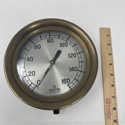#ad #ad ANTIQUE BRASS METAL PRESSURE GAUGE ASHTON BOSTON USA STEAMPUNK $200.00