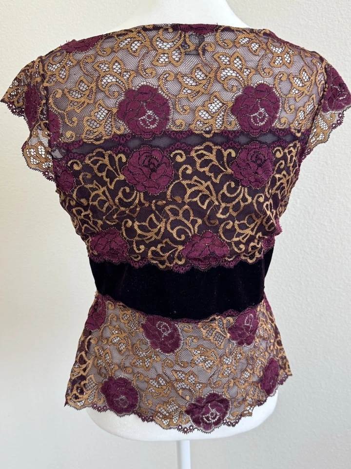 Cartera vintage Hanky Panky encaje terciopelo manga copa talla M Foto 3 de 4