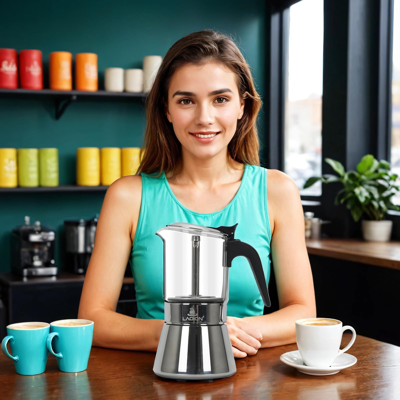 Stovetop Espresso Maker, 6Cup 240ml Classic Moka Pot, Crystal Glass-top  Stai...