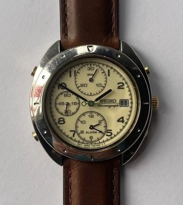 Rare 1995 Seiko 7T32-7C89 Quartz Chronograph, Lumed Dial, New Band
