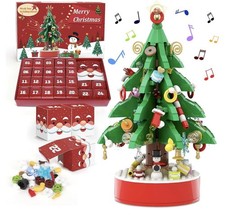 Christmas Tree Building Block Music Box DIY Holiday Kit Rotating Xmas Decoration