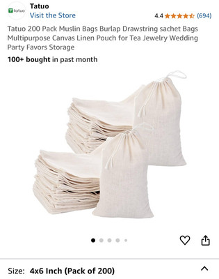 200 Pack Muslin Bags Burlap Bags Muslin Drawstring Bags Sachet Bag Multipurpose 