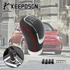 Für Fiat 500 Auto Manuell 5 Gang Manuell Schaltknauf Ersatz Leder Schwarz Rot