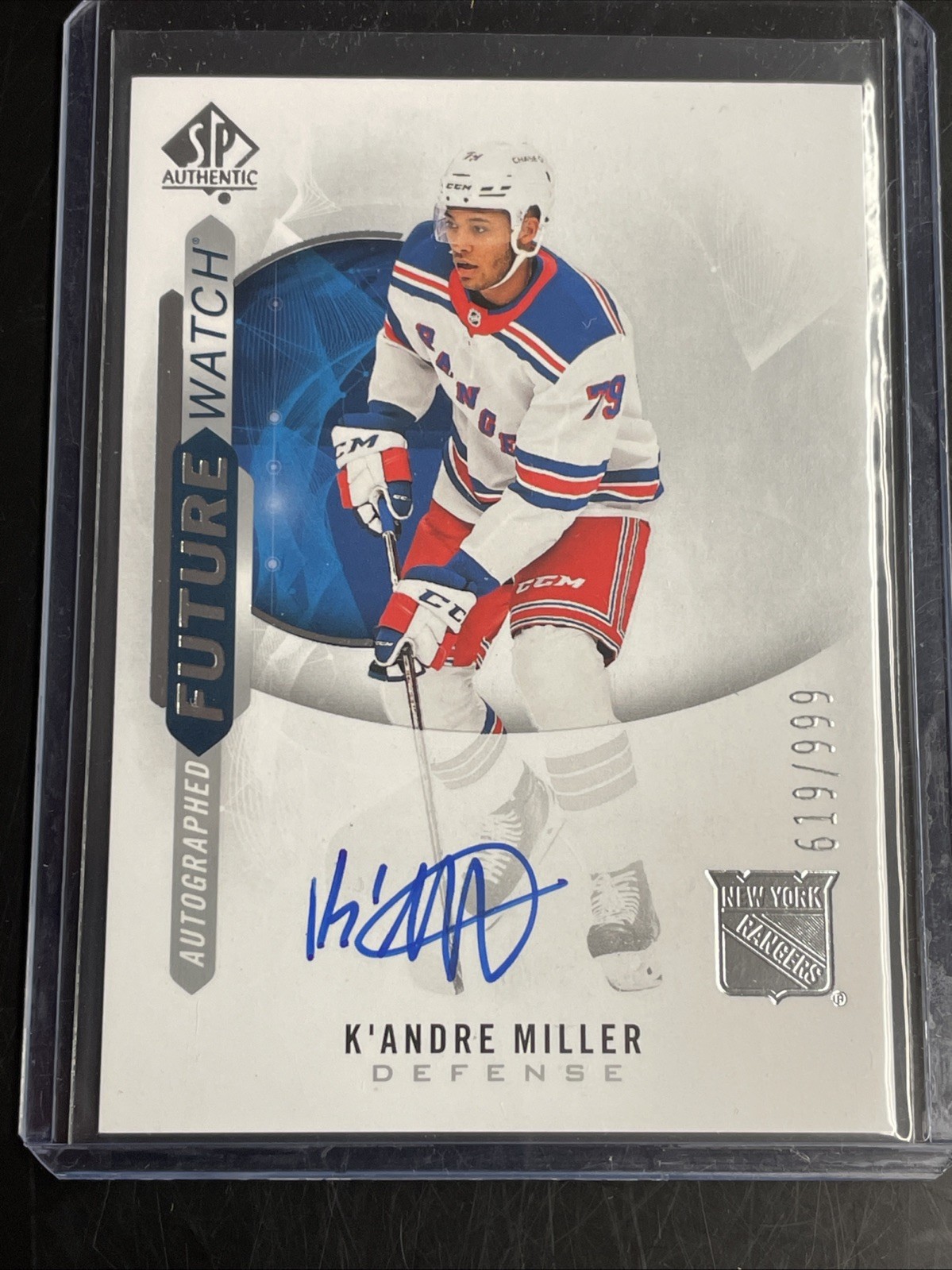 2020 SP Authentic K'Andre Miller Future Watch Auto 619/999 Rookie RC
