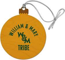College of William  Mary Tribe Wood Christmas Tree Holiday Ornament