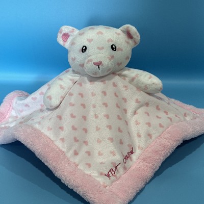 Betsey Johnson Teddy Bear White Pink Hearts Security Blanket Lovie Lovey Plush