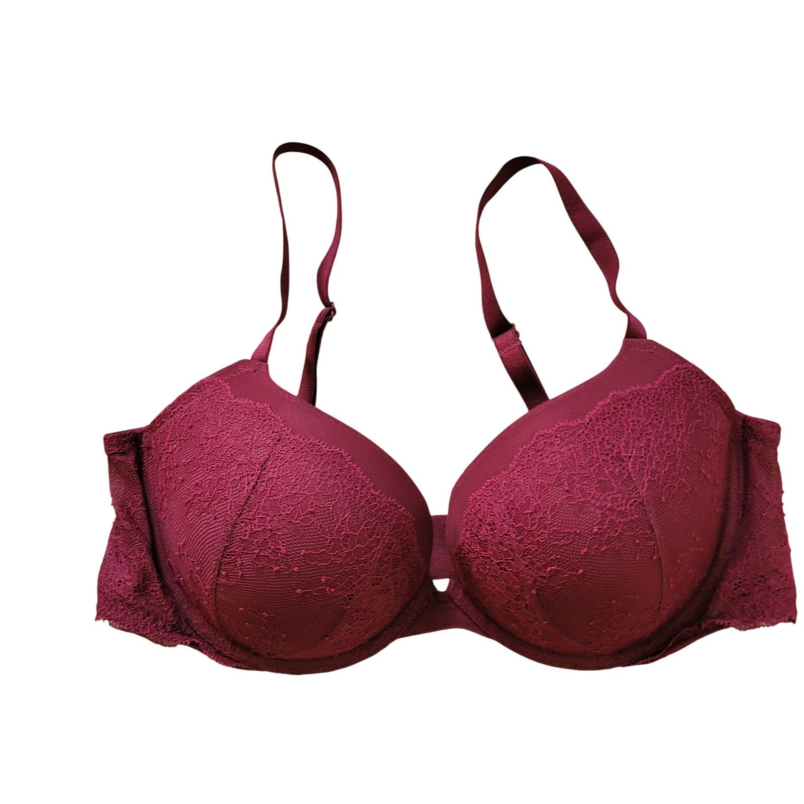 Victoria's Secret Women 38D Push-Up Bra Burgundy Lace Very Sexy Padded