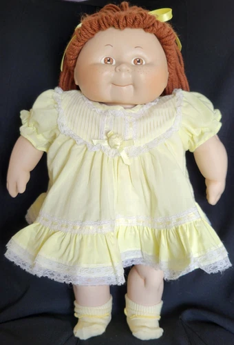Cabbage Patch Kids like Porcelain Doll Brown Eyes Brown Hair Dress Socks