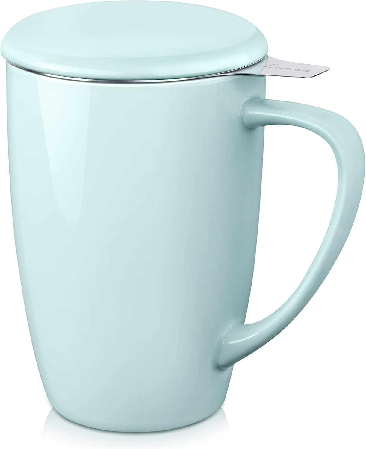 Porcelain Tea Cup with Infuser 450ml Stainless Steel Filter Large Mug with Lid