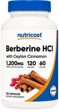Nutricost Berberine HCl with Ceylon Cinnamon Capsules 120 Count - Vegan
