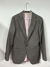 Suitsupply La Spala Circular Wool Flannel Blazer Size 34R Brown Grey Houndstooth