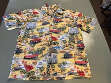 Aloha Republic Hawaiian Shirt Route 66 Short Sleeve Button Up USA Size Large