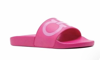 Salvatore Ferragamo Pink Plastic Logo Slide Sandals Size 5 Women