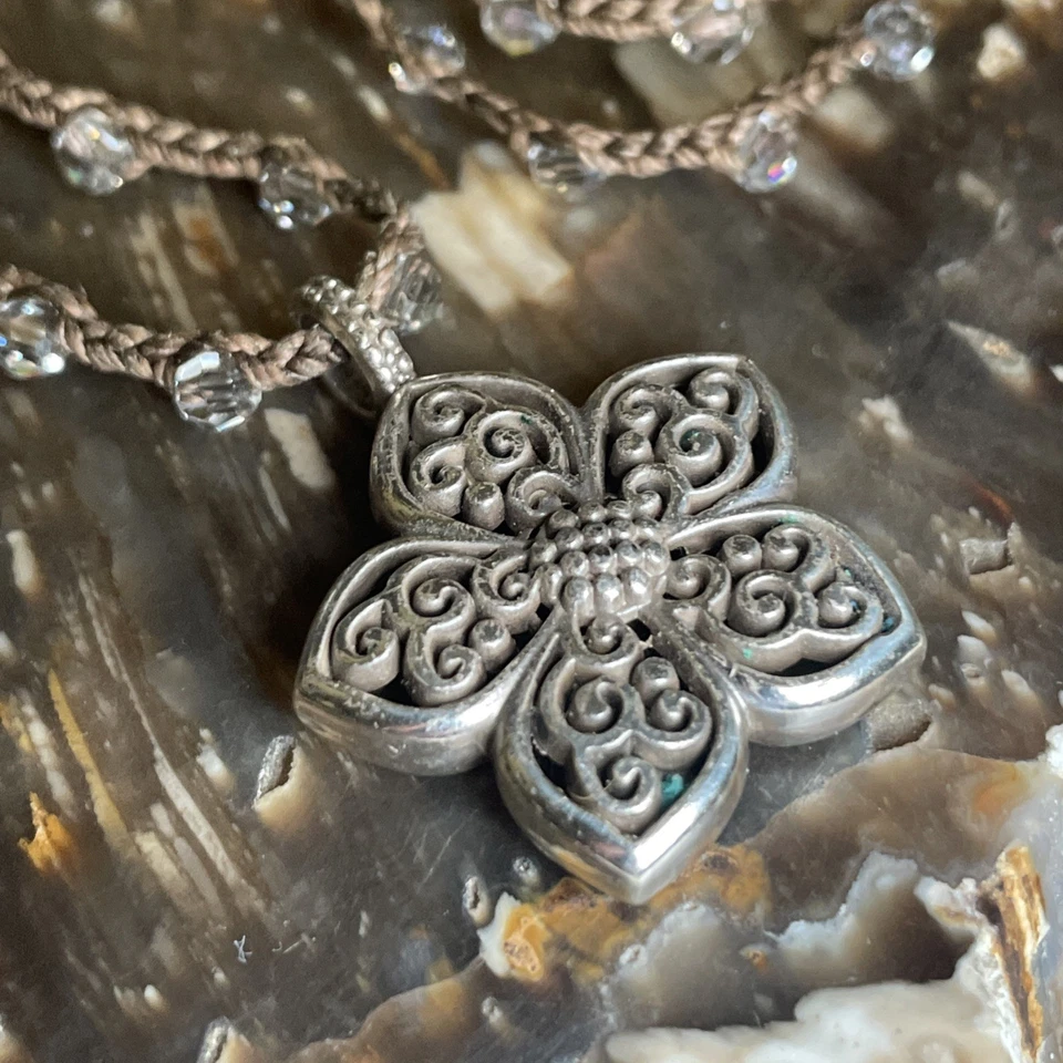 "Collar colgante Brighton Flora flor marrón con cordón cuentas 17"" ajustable" Foto 3 de 4