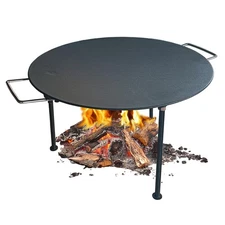 18"Campfire Grill Griddle, Cast Iron Grill Pan with Handles, 3 Removable Legs...